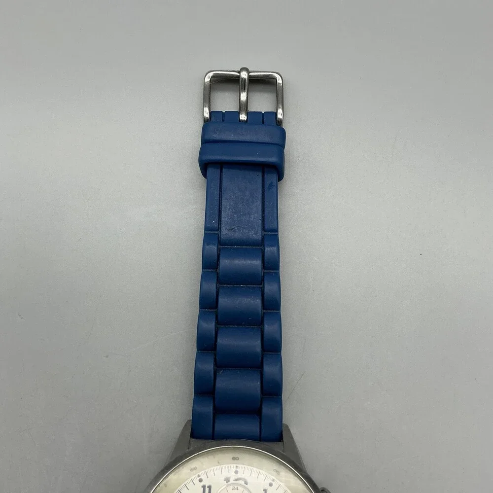 Fossil Maddox CH-2474 Mens Watch 38mm Blue Silicone Chronograph Stainless